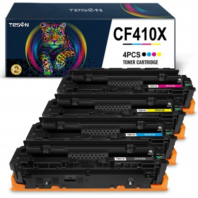 TESEN 410X CF410X【with New Chips】 Remanufactured Toner Cartridge (Black, 2PK)